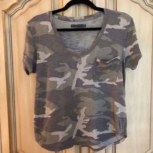 Camouflage Short Sleeve Top with Pocket